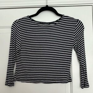Brandy Melville Navy & Off White Striped Shirt